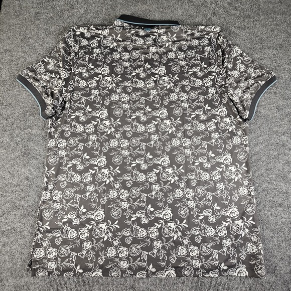 G/Fore Mens XXL Peony Sketch Tech Golf Polo Banded Sleeve Stretch Lead Grey - Picture 7 of 8